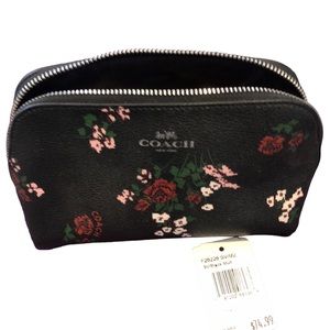 Coach Small Black Floral Makeup Bag